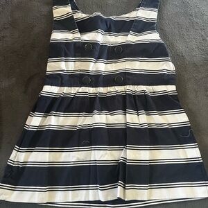 Vineyard Vines Striped Navy and White Peplum Top with Button Detail